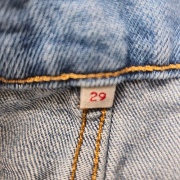 Levi's Orange Tab Denim Mini Skirt Zippered Pockets Medium Wash‎ Size 29 - Picture 8 of 11